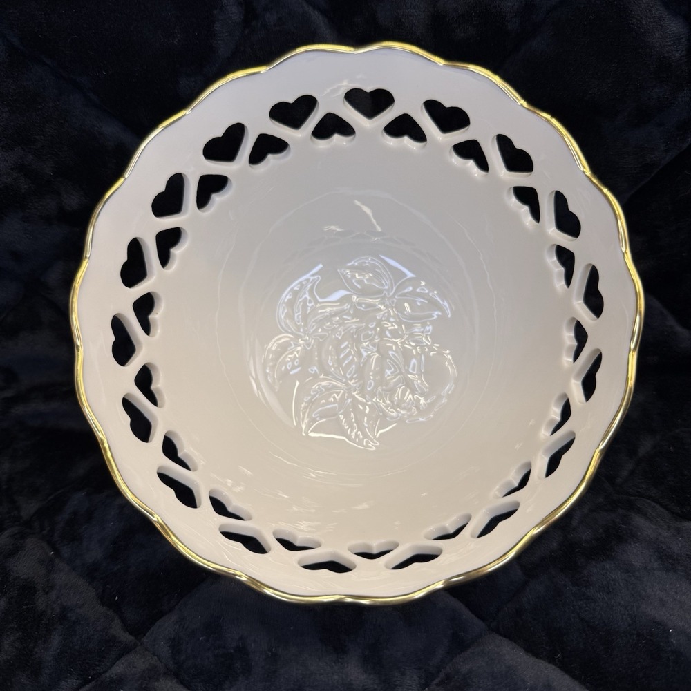 LENOX Pierced‎ Heart Bowl 24K GOLD TRIM ETERNAL HEARTS Collection USA